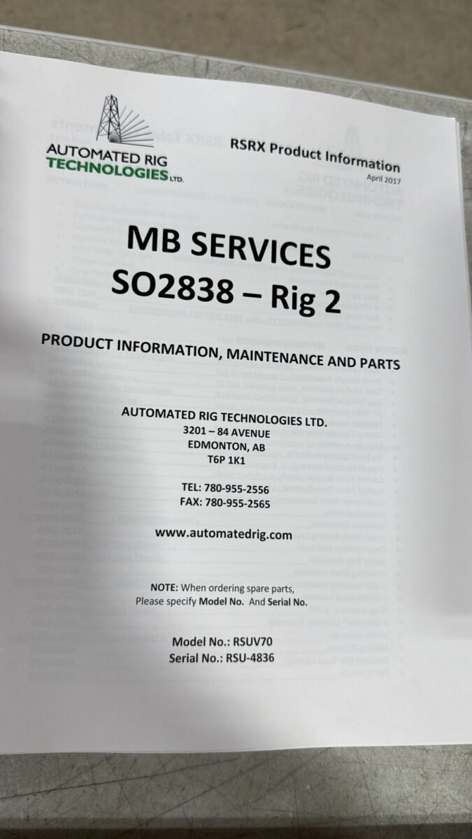 MANUAL DEL CABILLERO IMPRESO, MODELNO.: RSUV70, SN: RSU-4836